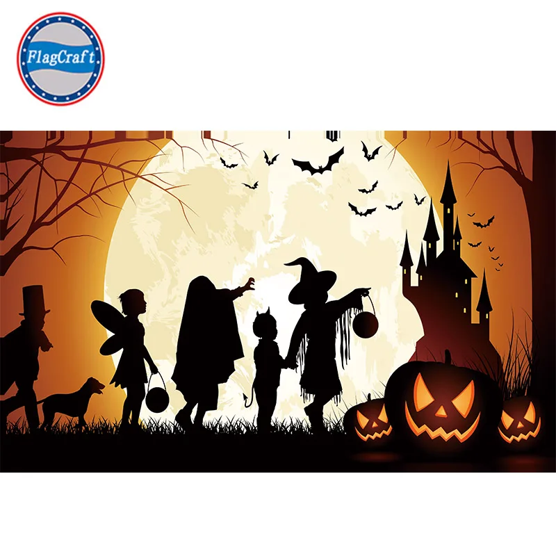 Custom Happy Halloween Trick or Treat Theme Flag For Home Party Decoration Polyester Printing From Both Sides Back to Back
Custom Happy Halloween Trick or Treat Theme Flag For Home Party Decoration Polyester Printing From Both Sides Back to Back