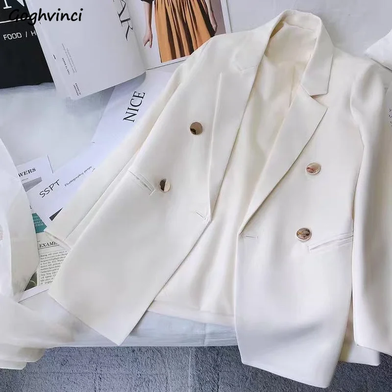 Blazers Women Spring Clothing Notched Double Breasted Solid Button Office Lady Elegant Streetwear Harajuku Popular College Ins
Blazers Women Spring Clothing Notched Double Breasted Solid Button Office Lady Elegant Streetwear Harajuku Popular College Ins