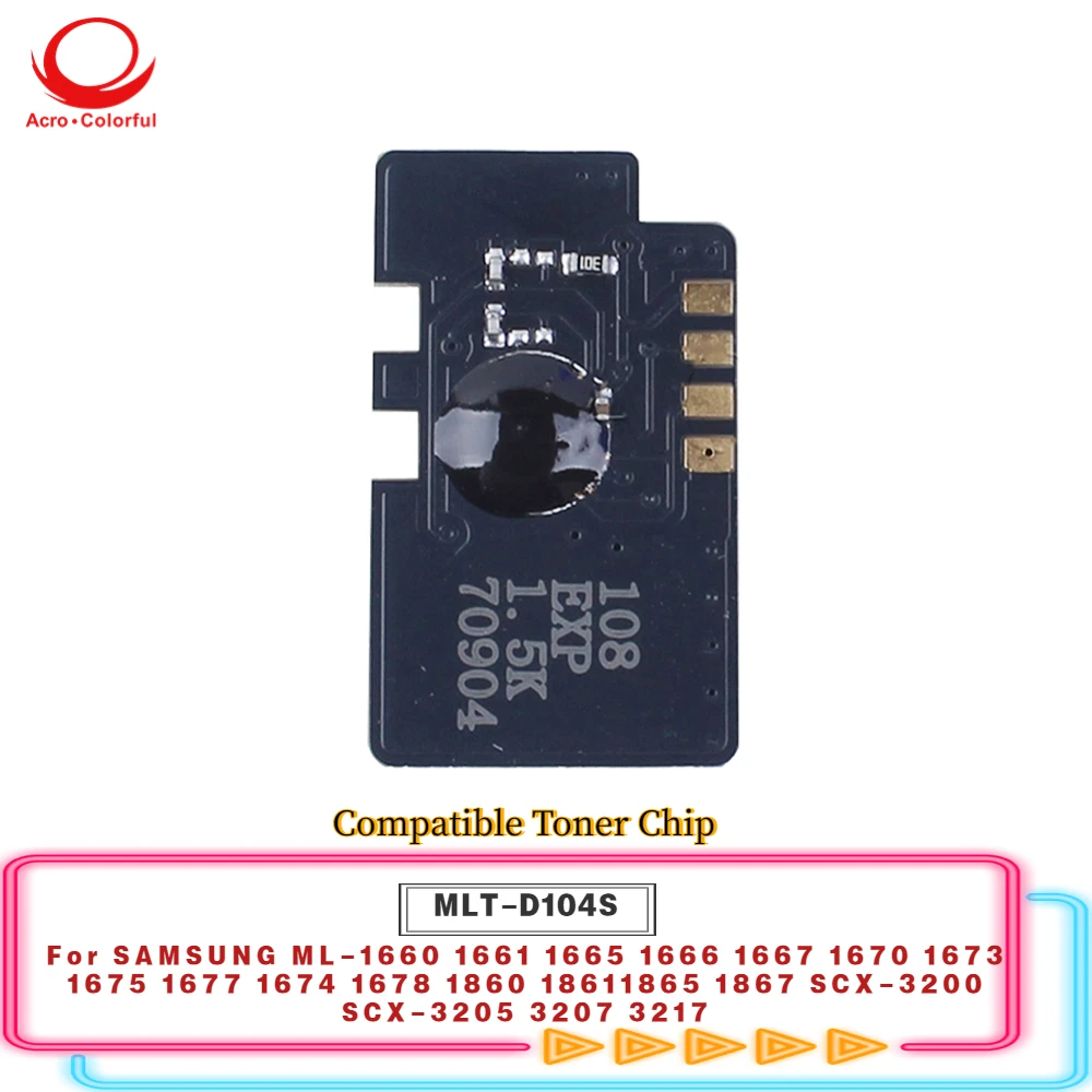 1.5K MLT-D104S Compatible Toner Cartridge Chip Apply to SAMSUNG ML-1660 1661 1665 1666 1667 1670 1673 1675 Printer
1.5K MLT-D104S Compatible Toner Cartridge Chip Apply to SAMSUNG ML-1660 1661 1665 1666 1667 1670 1673 1675 Printer