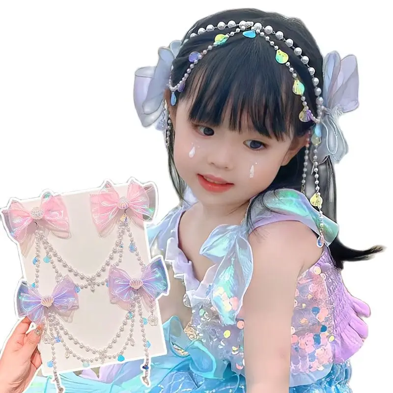Baby Cute Mermaid Princess Pearl Fringe Bow Forehead Chain Hairpin Fairy Hair Accessories Cartoon Girls Hair Clip
Baby Cute Mermaid Princess Pearl Fringe Bow Forehead Chain Hairpin Fairy Hair Accessories Cartoon Girls Hair Clip