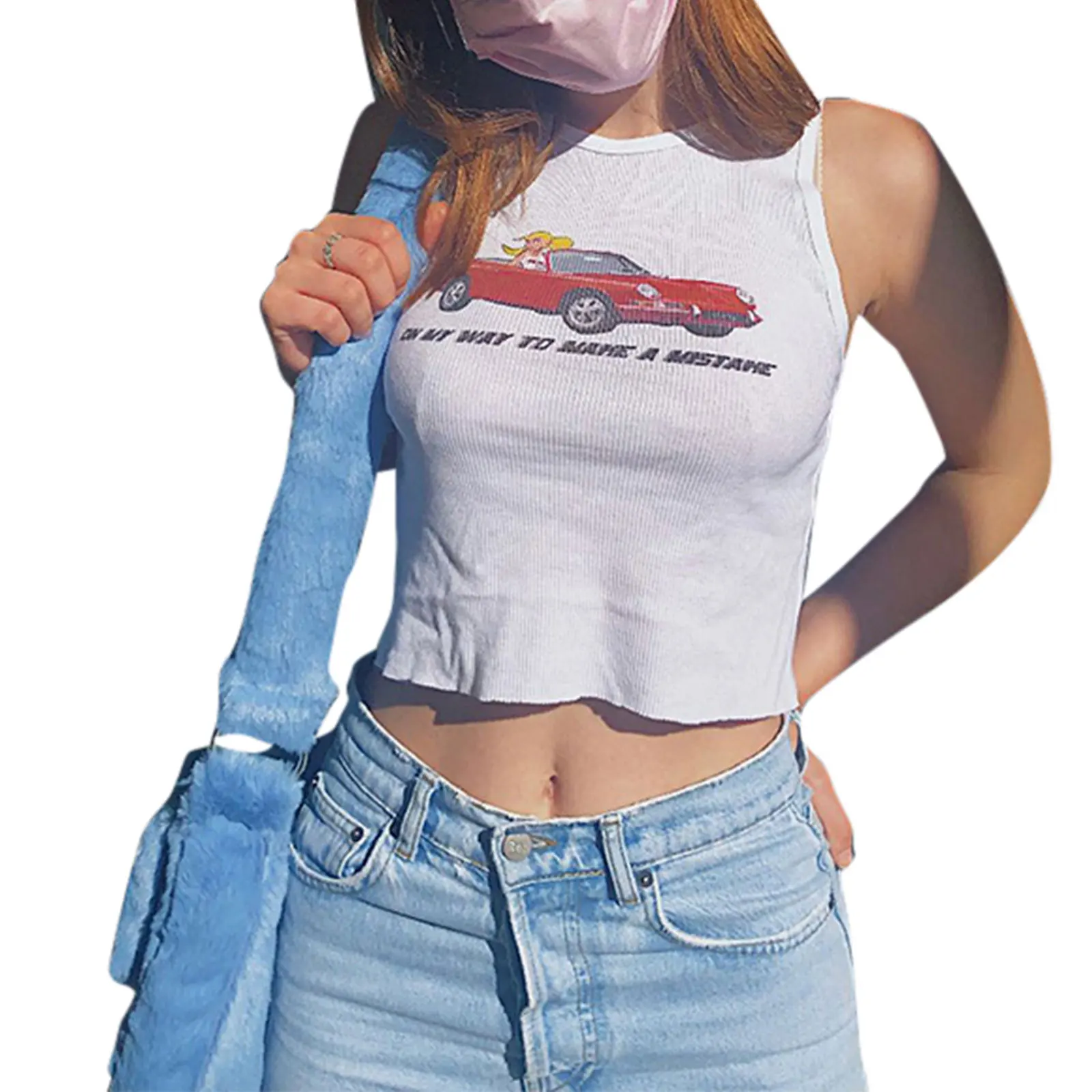 Women's Vest Car Letter Print Round Neck Sleeveless Design Summer Breathable Crop Tops 
Women's Vest Car Letter Print Round Neck Sleeveless Design Summer Breathable Crop Tops