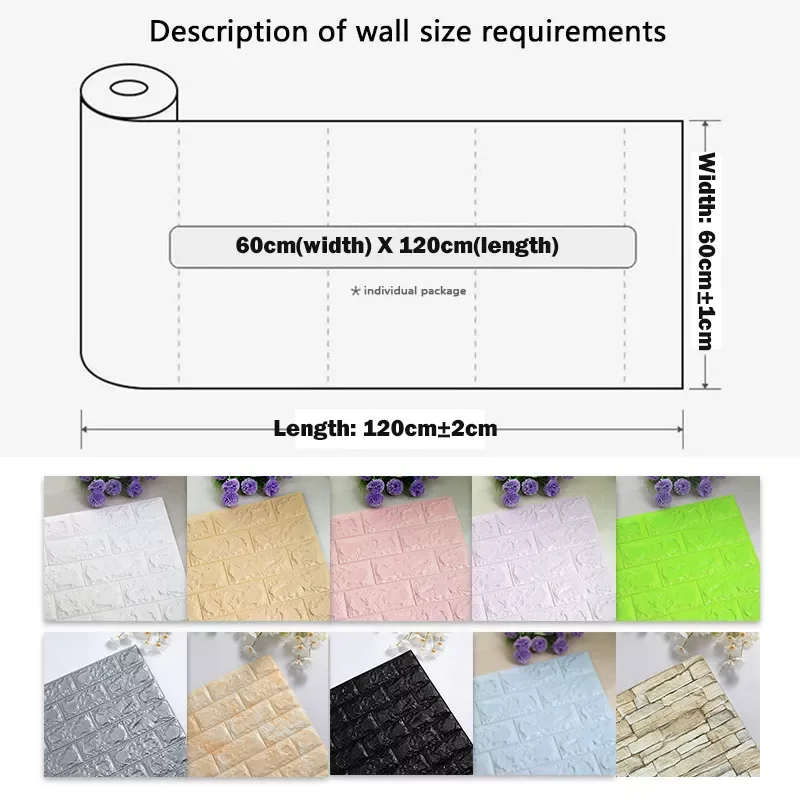 60cmX120cm Continuous 3D Wall Stickers Self Adhesive Foam Decoractive Panels Home Decor Living Room House Decoration Bathroom
60cmX120cm Continuous 3D Wall Stickers Self Adhesive Foam Decoractive Panels Home Decor Living Room House Decoration Bathroom