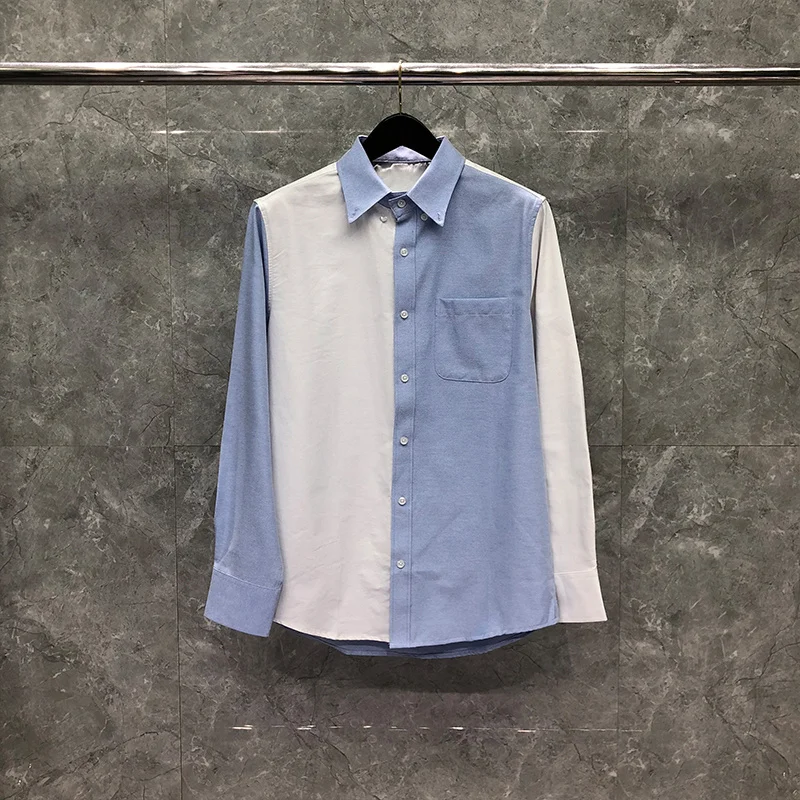 THOM TB Shirt Spring Autunm Fashion Brand Men's Shirt White Blue Patchwork Casual Cotton Poplin Shirt Custom Wholesale TB Shirt
THOM TB Shirt Spring Autunm Fashion Brand Men's Shirt White Blue Patchwork Casual Cotton Poplin Shirt Custom Wholesale TB Shirt