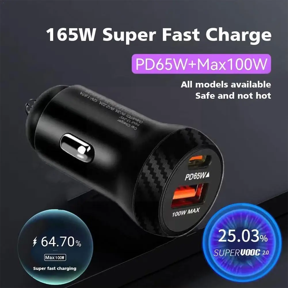 105/165W Car Charger Super Fast Charging PD USB Type C Car Phone Charger Quick Charge Adapter For iPhone 14 13 Samsung Huaw Z9Q8
105/165W Car Charger Super Fast Charging PD USB Type C Car Phone Charger Quick Charge Adapter For iPhone 14 13 Samsung Huaw Z9Q8