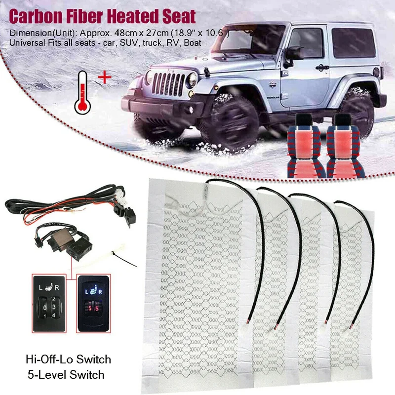 4PCS Universal Car Seat Heater 12V Heated Seat Heating Pads With 2 Dial 5 Level Switch Winter Warmer Seat Covers
4PCS Universal Car Seat Heater 12V Heated Seat Heating Pads With 2 Dial 5 Level Switch Winter Warmer Seat Covers