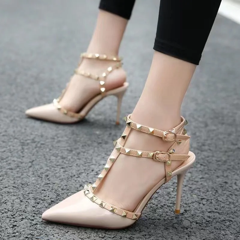 High Heeled Shoes Women's Thin Sandals European and American Sexy Rivet Head Single Button Strap Pointed For Women Pumps
High Heeled Shoes Women's Thin Sandals European and American Sexy Rivet Head Single Button Strap Pointed For Women Pumps