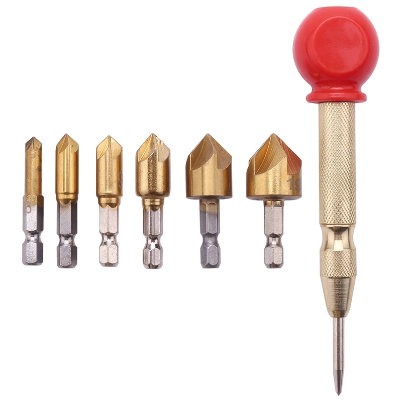 Лидер продаж, 6 шт., шестигранная ручка, пять лезвий, снятое титановое покрытие, деревянное сверло, потайное сверло, потайная гайка с 1 Ce 
Лидер продаж, 6 шт., шестигранная ручка, пять лезвий, снятое титановое покрытие, деревянное сверло, потайное сверло, потайная гайка с 1 Ce