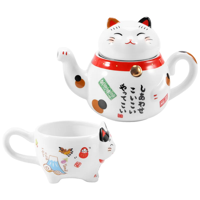 2 Pcs Cute Japanese Lucky Cat Porcelain Tea Set Creative Ceramic Tea Cup Pot with Strainer Lovely Plutus Cat Teapot Mug
2 Pcs Cute Japanese Lucky Cat Porcelain Tea Set Creative Ceramic Tea Cup Pot with Strainer Lovely Plutus Cat Teapot Mug