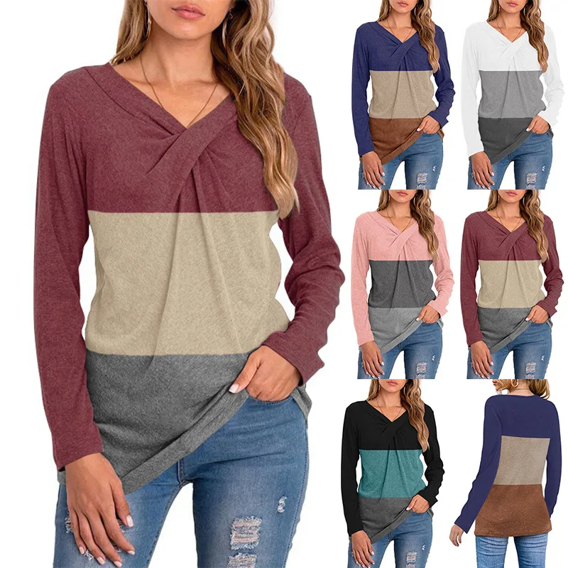 Europe and The United States women's clothing autumn winter 2022 new fashion V-neck long-sleeve patchwork shirt pullover
Europe and The United States women's clothing autumn winter 2022 new fashion V-neck long-sleeve patchwork shirt pullover