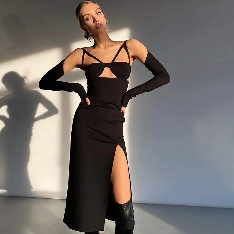 2022 Summer Women's Solid Color Strap Hollow Side Split Long Sleeve Dress
2022 Summer Women's Solid Color Strap Hollow Side Split Long Sleeve Dress