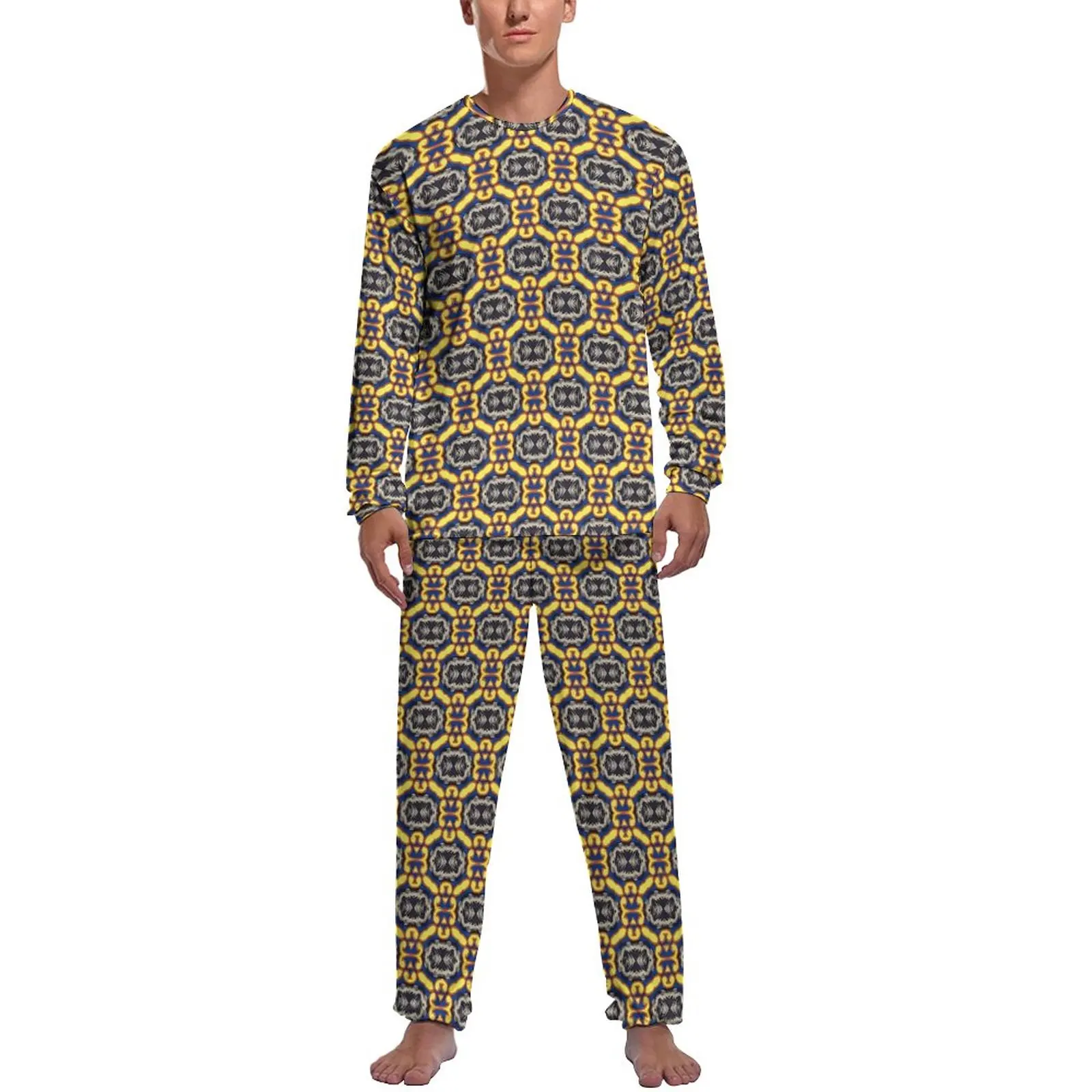 

Забавные барочные пижамы с винтажным принтом, мужские крутые пижамные комплекты с длинным рукавом, 2 предмета, зимняя дизайнерская Пижама для сна, подарок на день рождения