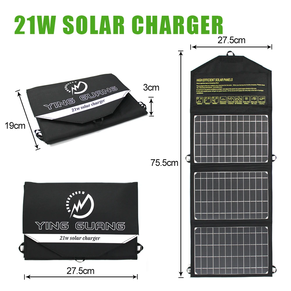 Original 21W 28W Foldable Solar Panel Portable Quick Charging 2 USB Port Charger for 12V Battery Phone iPhone Samsung Power Bank
Original 21W 28W Foldable Solar Panel Portable Quick Charging 2 USB Port Charger for 12V Battery Phone iPhone Samsung Power Bank