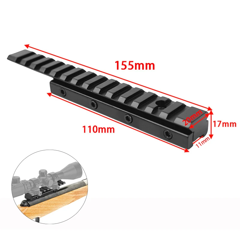 New 11 Mm To 20 Mm Converter Rail Base Mount Length 155mm Laser Sight Rail Adapter for Airsoft and Rifle Gun Accessory Hunting
New 11 Mm To 20 Mm Converter Rail Base Mount Length 155mm Laser Sight Rail Adapter for Airsoft and Rifle Gun Accessory Hunting