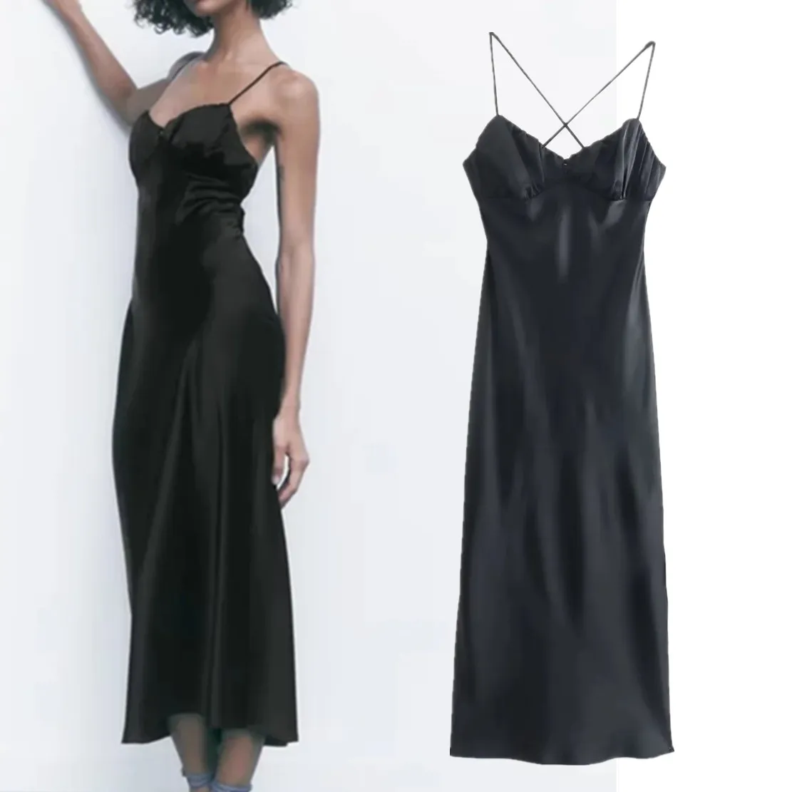 Jenny&Dave French Style Fashion Satin Silk Strapless Spaghetti Party Black Dress Women
Jenny&Dave French Style Fashion Satin Silk Strapless Spaghetti Party Black Dress Women