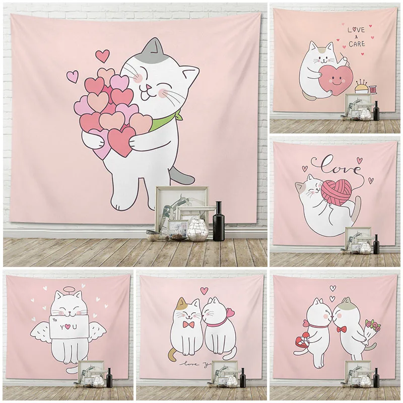 Love Pink Heart Cute Kawaii Couple Cat Wall Tapestry Fabric Home Dorm Child Living Room Background Decor Cloth
Love Pink Heart Cute Kawaii Couple Cat Wall Tapestry Fabric Home Dorm Child Living Room Background Decor Cloth
