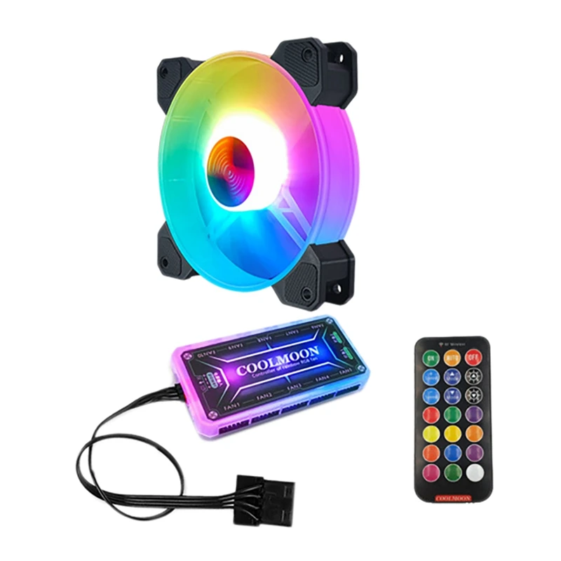 COOLMOON 120mm RGB Computer Case Fan with IR Controller Quiet Adjustable Color Computer Fan 5 Fans + Standard Controller
COOLMOON 120mm RGB Computer Case Fan with IR Controller Quiet Adjustable Color Computer Fan 5 Fans + Standard Controller