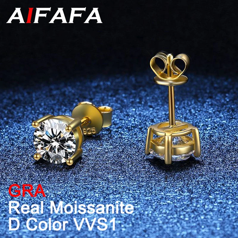 AIFAFA Real 0.2-3 Carat D Color Moissanite Stud Earrings for Women Man18K Gold 925 Sterling Silver Diamond Ear Studs GRA Jewelry 
AIFAFA Real 0.2-3 Carat D Color Moissanite Stud Earrings for Women Man18K Gold 925 Sterling Silver Diamond Ear Studs GRA Jewelry