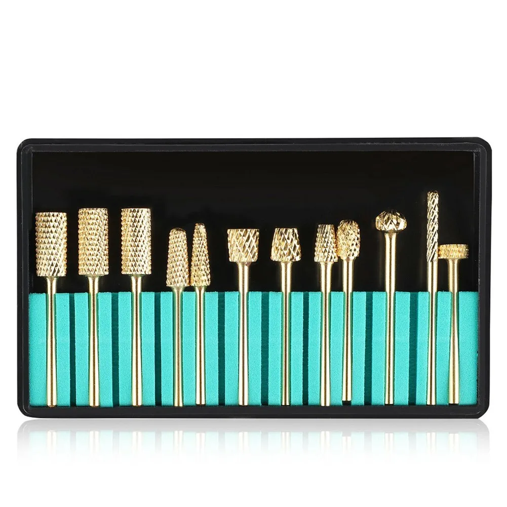 12pcs Carbide Nail Drill Bit Set Gold Art File Manicure Machine Pedicure Tool 1.6~1.8inch Power Tools Accessories
12pcs Carbide Nail Drill Bit Set Gold Art File Manicure Machine Pedicure Tool 1.6~1.8inch Power Tools Accessories