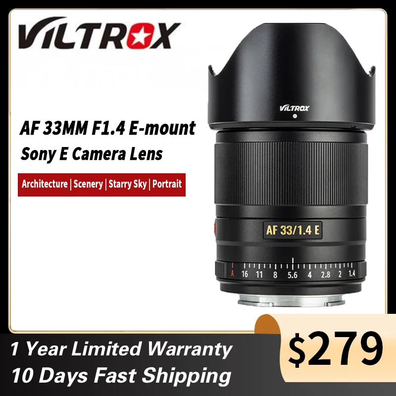Объектив VILTROX 33 мм f1.4 E с автофокусом, компактный объектив с большой диафрагмой для объектива Sony, объектив камеры E-mount A9 A7RIV A7II A7S
Объектив VILTROX 33 мм f1.4 E с автофокусом, компактный объектив с большой диафрагмой для объектива Sony, объектив камеры E-mount A9 A7RIV A7II A7S