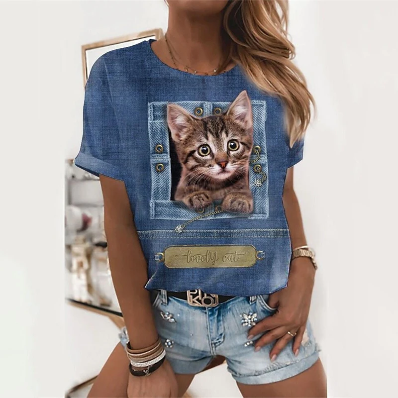 Fashion Women T-Shirts Summer Short Sleeve Oversized Clothes Cat Animal Print Graphic Print T Shirt O Neck Female Oversized Tops
Fashion Women T-Shirts Summer Short Sleeve Oversized Clothes Cat Animal Print Graphic Print T Shirt O Neck Female Oversized Tops