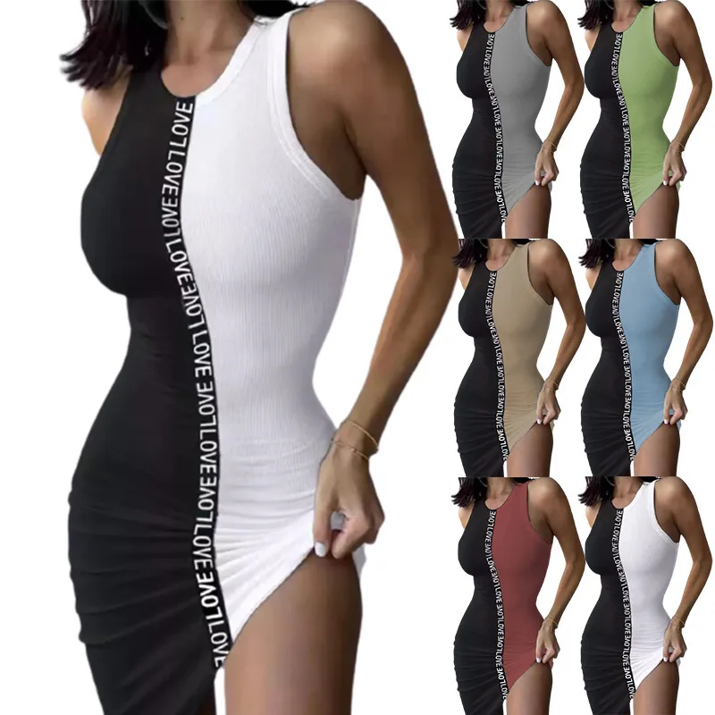 2022 Summer Sexy Love Bodycon Woman Tank Mini Dress Stitching Black White Color Party Club Elegant Basic Off Women's Dresses
2022 Summer Sexy Love Bodycon Woman Tank Mini Dress Stitching Black White Color Party Club Elegant Basic Off Women's Dresses