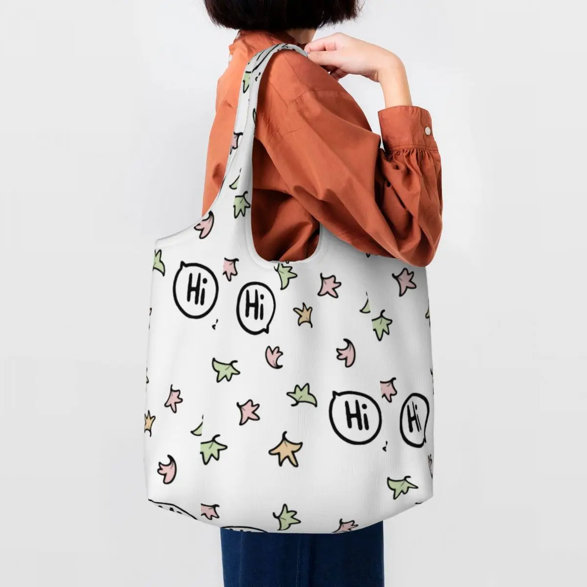 

Сумка-шоппер с принтом сердцебиения и Ника, уличная Женская сумочка на плечо, эстетичная тканевая тоут