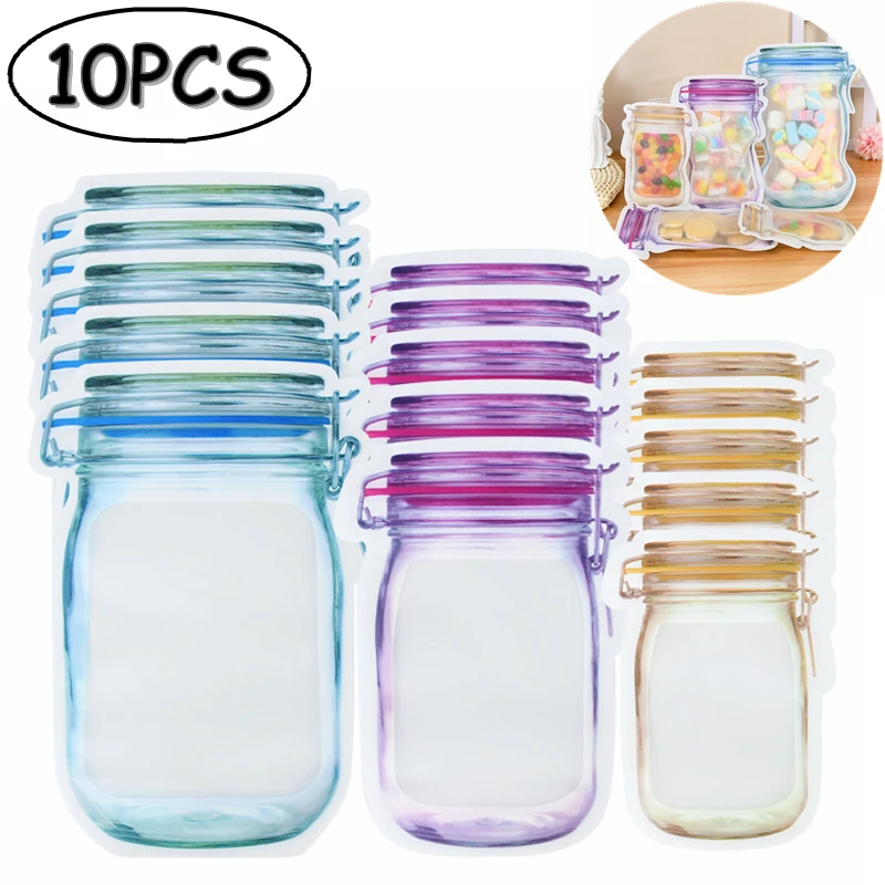 10pcs Reusable Mason Jar Bottles Bags Nuts Candy Cookies Bag Waterproof Seal Fresh Food Storage Bag Kitchen Organizer Sealed Bag
10pcs Reusable Mason Jar Bottles Bags Nuts Candy Cookies Bag Waterproof Seal Fresh Food Storage Bag Kitchen Organizer Sealed Bag