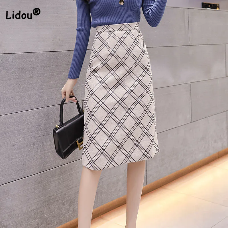 Autumn Winter Fashion Commute Plaid Slim Bag Hip Skirt Women's Clothing Temperament All-match Lady Zipper High Waist Midi Skirts
Autumn Winter Fashion Commute Plaid Slim Bag Hip Skirt Women's Clothing Temperament All-match Lady Zipper High Waist Midi Skirts