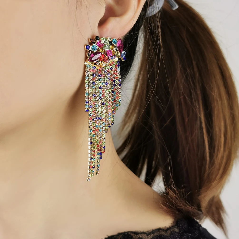 Luxury Multicolor Rhinestone Drop Earrings For Women Statement Oversize Long Tassel Dangle Earrings Accessories Fashion Jewelry
Luxury Multicolor Rhinestone Drop Earrings For Women Statement Oversize Long Tassel Dangle Earrings Accessories Fashion Jewelry