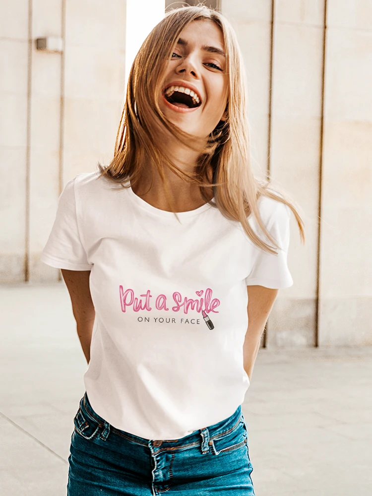 Yeskuni Put a Smile on Your Face Women T-shirt Be Happy Fashion Summer Lady Tops Basic Summer Streetwear T Shirt Dropshipping
Yeskuni Put a Smile on Your Face Women T-shirt Be Happy Fashion Summer Lady Tops Basic Summer Streetwear T Shirt Dropshipping