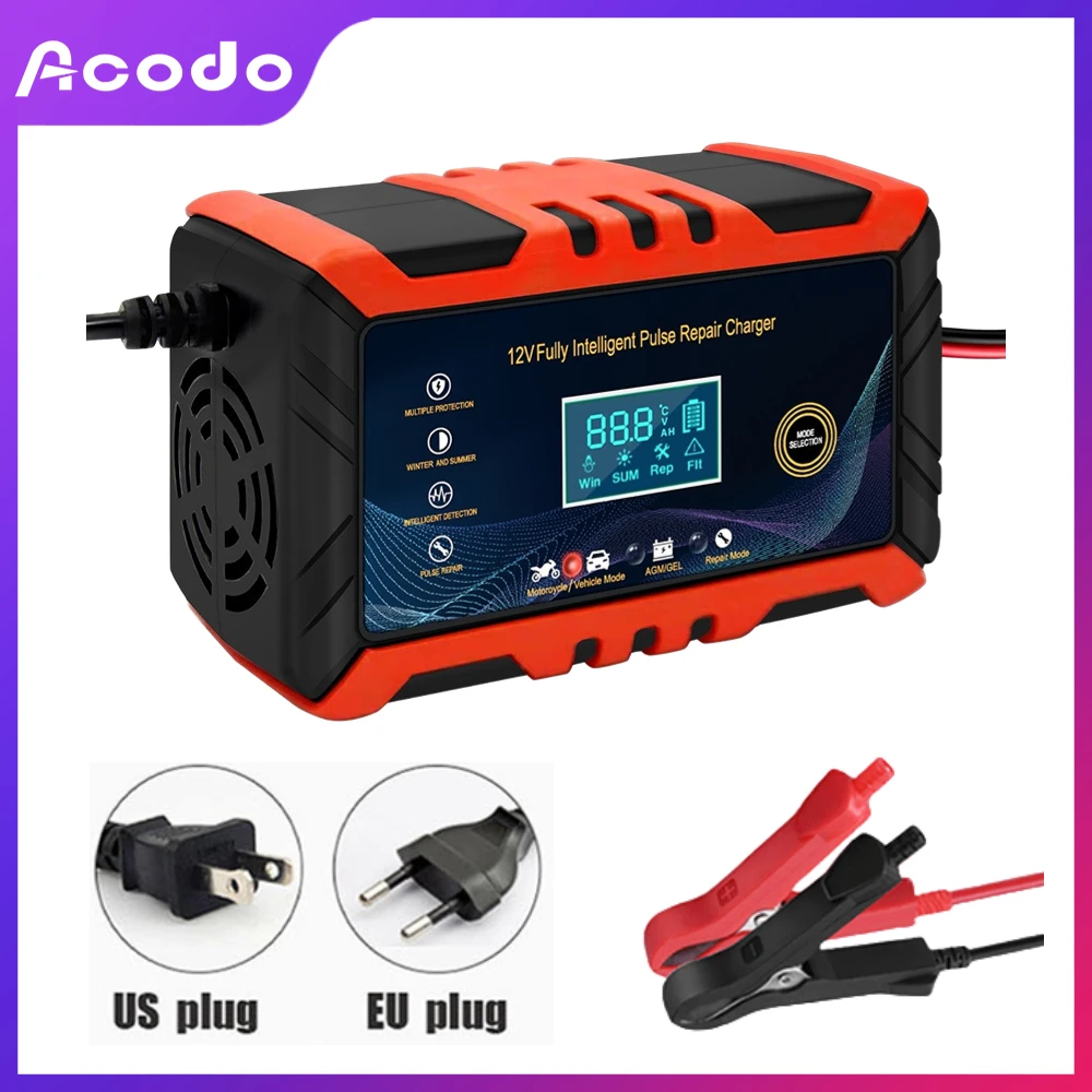 Acodo Digital LCD Display Car Battery Charger with Repair Power Pulse for 12V Car Batteries Including Both Wet and Dry Lead Acid
Acodo Digital LCD Display Car Battery Charger with Repair Power Pulse for 12V Car Batteries Including Both Wet and Dry Lead Acid
