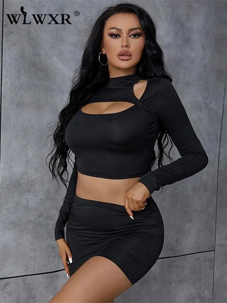 WLWXR Summer Casual Two 2 Pieces Sets Women Outfits Skirt 2022 Long Sleeve Hollow Out Crop Top Mini Skirts Matching Dress Sets 
WLWXR Summer Casual Two 2 Pieces Sets Women Outfits Skirt 2022 Long Sleeve Hollow Out Crop Top Mini Skirts Matching Dress Sets