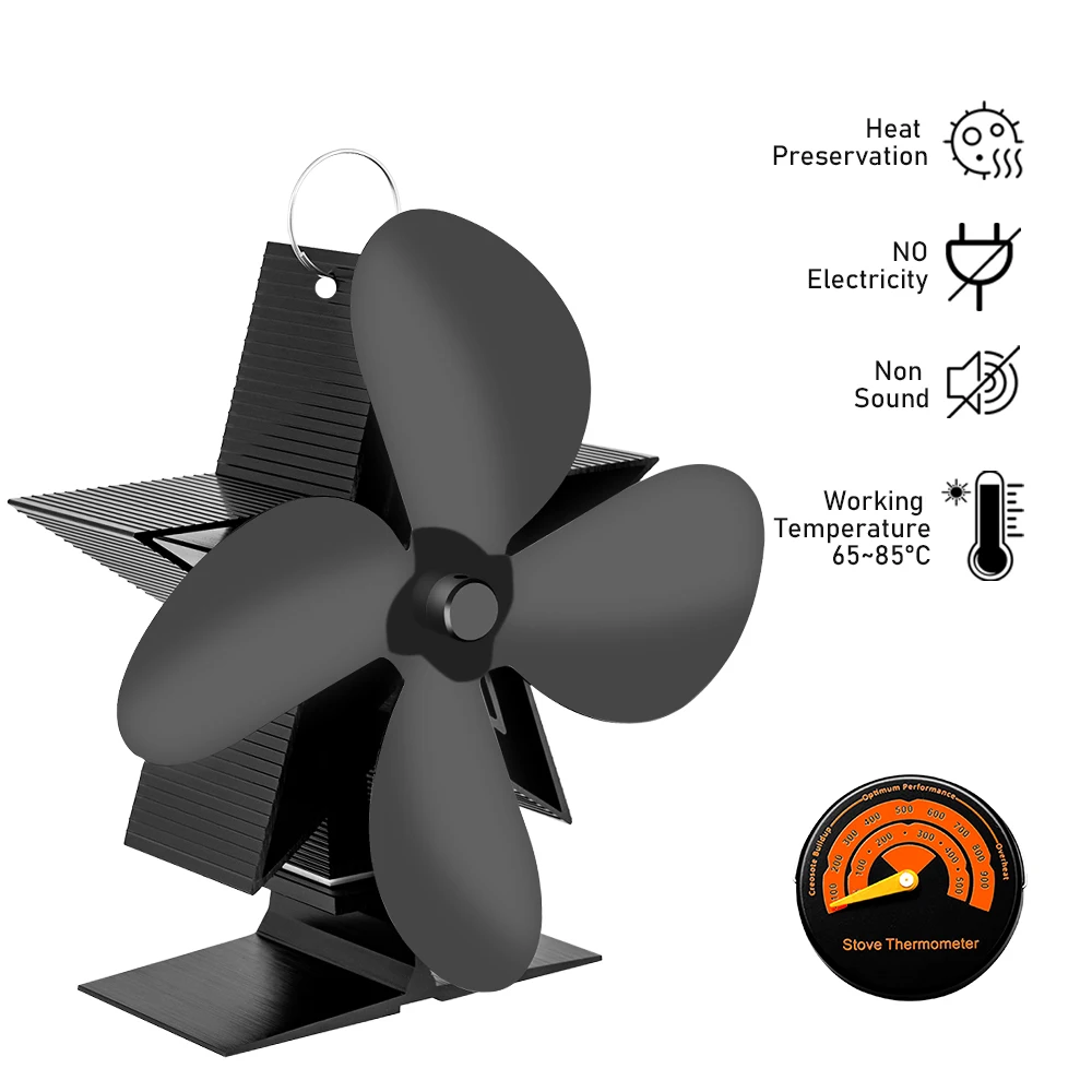 4/5 Blades Heat Powered Stove Fan Black Star Fireplace Fan Log Wood Burner Quiet Fireplace Fan Home Efficient Heat Distribution
4/5 Blades Heat Powered Stove Fan Black Star Fireplace Fan Log Wood Burner Quiet Fireplace Fan Home Efficient Heat Distribution