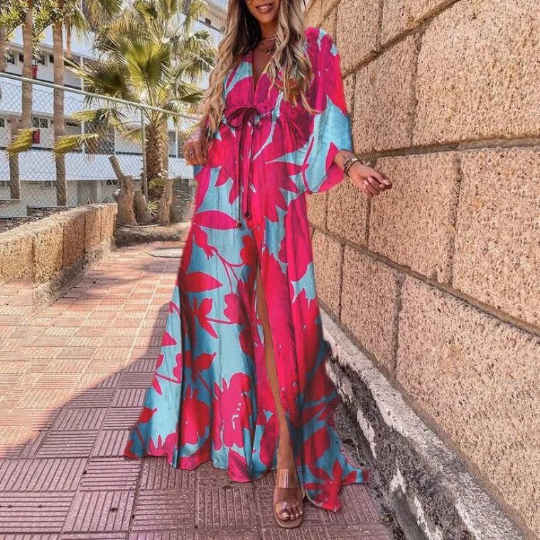 Dresses Women 2022 Spring Summer Print Pullover Sexy V-neck High Waist Loose Long Vestido Mujer Vacation Beach Casual Boho Dress
Dresses Women 2022 Spring Summer Print Pullover Sexy V-neck High Waist Loose Long Vestido Mujer Vacation Beach Casual Boho Dress