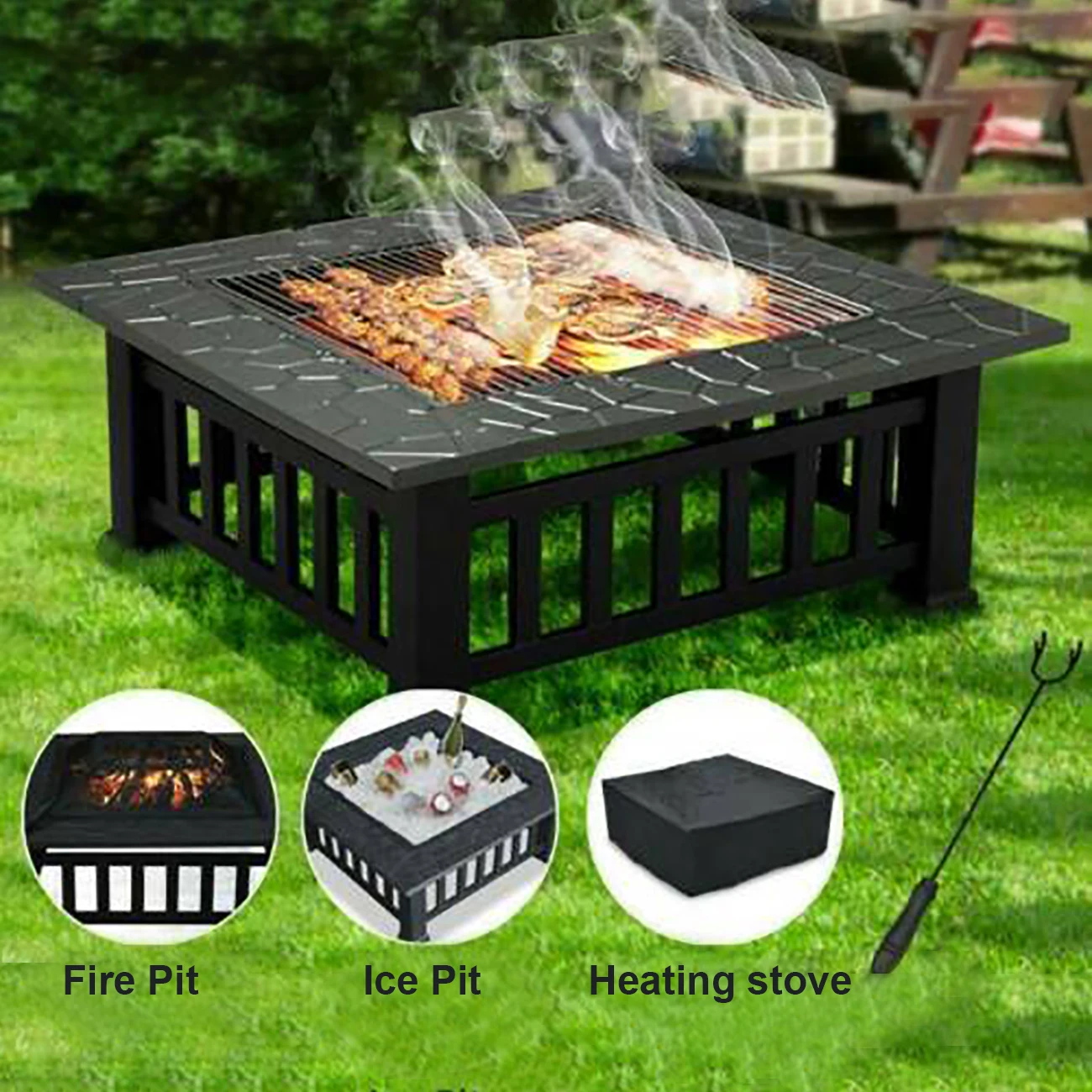 Honhill Fire Pit 32'' Fire Deck Stove Pit With Garden Accessories Backyard Outdoor Fireplace Table Grill BBQ Stove Fire Pit
Honhill Fire Pit 32'' Fire Deck Stove Pit With Garden Accessories Backyard Outdoor Fireplace Table Grill BBQ Stove Fire Pit