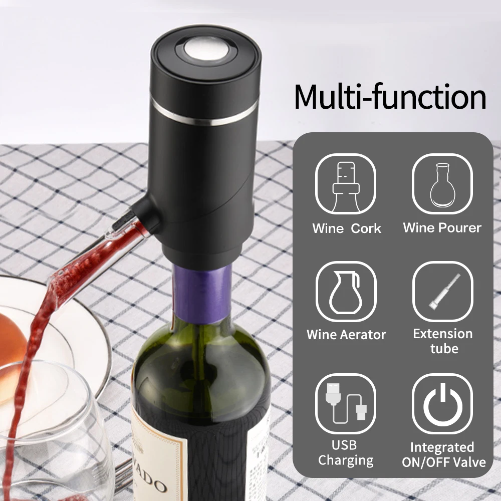 

Электрический Графин для вина, Диспенсер, автоматический аэратор для вина, насадка, USB Перезаряжаемый Быстрый Насос для виски, вина, для бара
