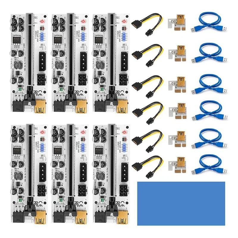 6 Pack VER010-X PCIE Riser 1X to 16X USB3.0 Graphic Extension for BTC GPU Mining Powered Adapter Card with Thermal Pad
6 Pack VER010-X PCIE Riser 1X to 16X USB3.0 Graphic Extension for BTC GPU Mining Powered Adapter Card with Thermal Pad