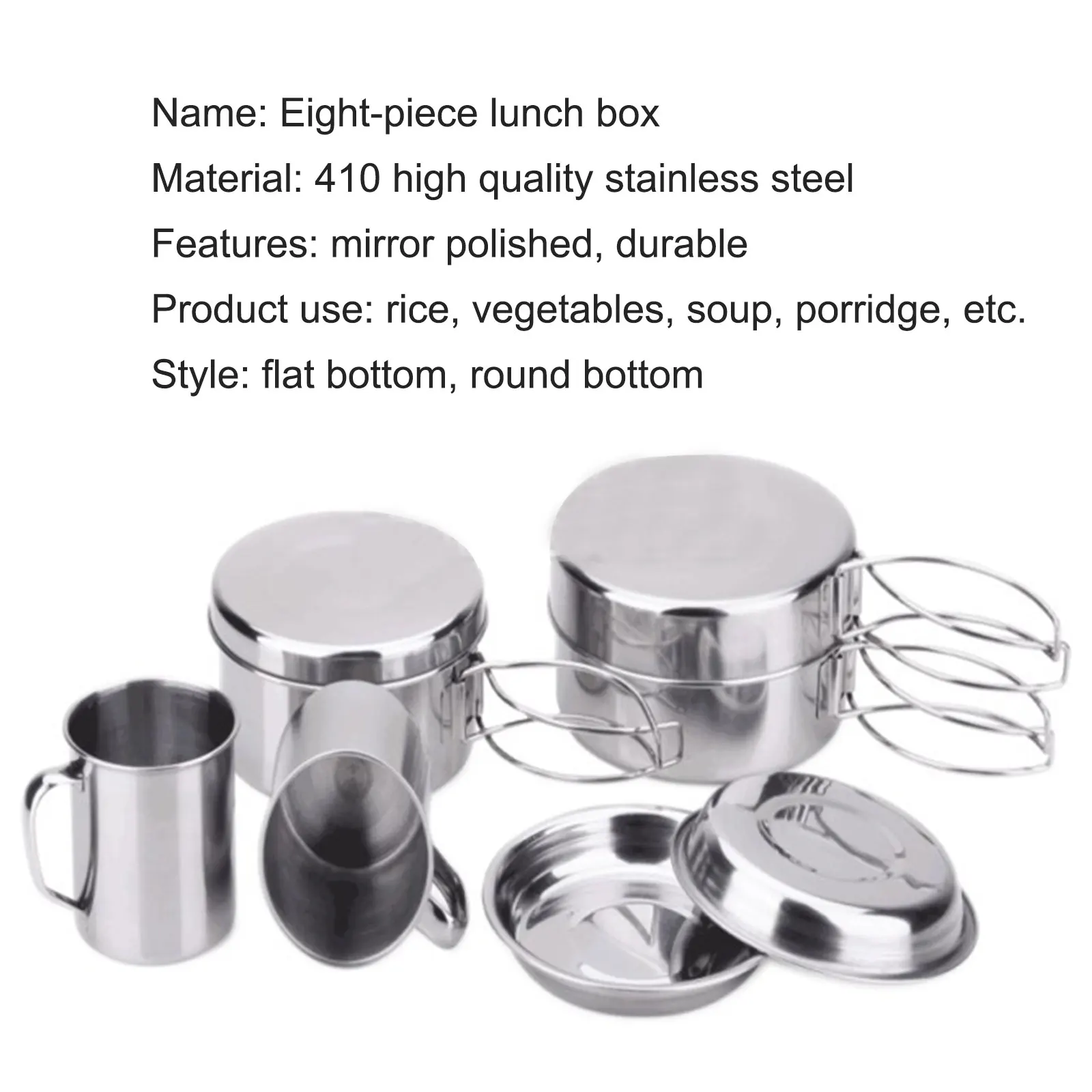 8pcs/set Outdoor Picnic Stainless Steel Pot Utensils Camping Kitchen Mountaineering Picnic Portable Cooking Set Bowls Cauldron
8pcs/set Outdoor Picnic Stainless Steel Pot Utensils Camping Kitchen Mountaineering Picnic Portable Cooking Set Bowls Cauldron