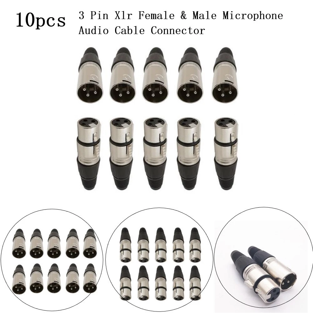 10PCS 3 Pin Xlr Female Male Microphone Audio Cable Connector Plug Terminal Cable For Microphone Recording Devices Connection
10PCS 3 Pin Xlr Female Male Microphone Audio Cable Connector Plug Terminal Cable For Microphone Recording Devices Connection