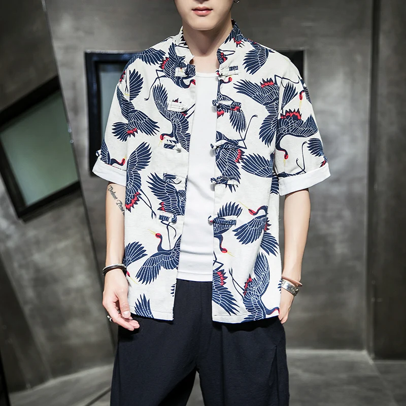 2022 Summer Floral Printed Short Sleeve Cotton Linen Shirt Men Mandarin Collar Vintage Streetwear Chinese Style Shirts Male 5XL
2022 Summer Floral Printed Short Sleeve Cotton Linen Shirt Men Mandarin Collar Vintage Streetwear Chinese Style Shirts Male 5XL