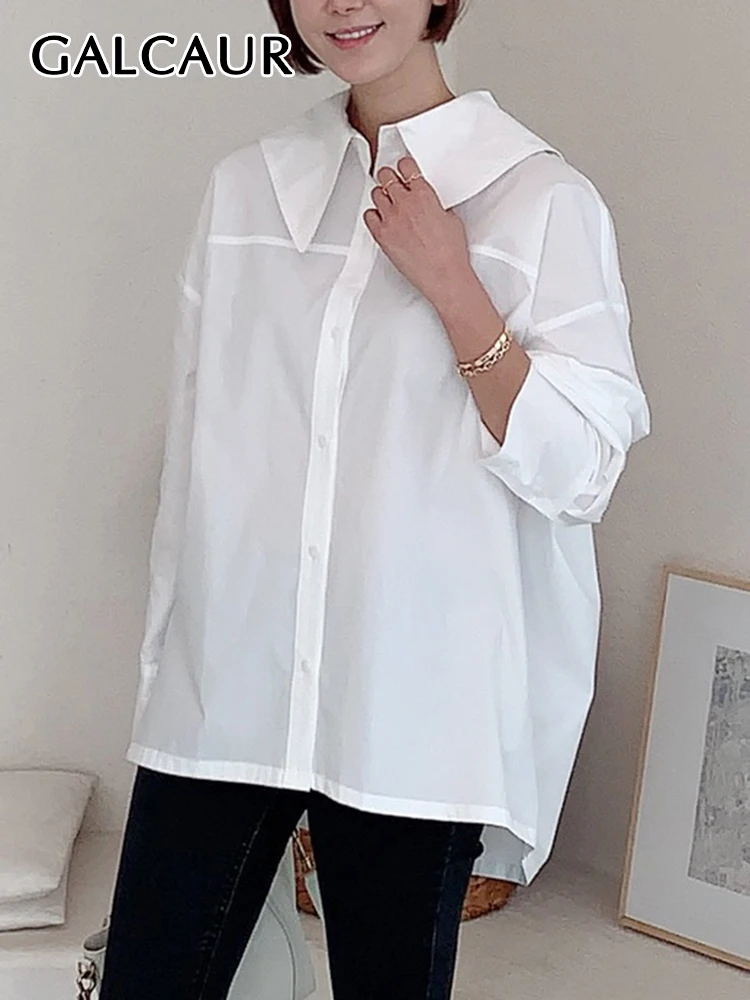 GALCAUR Minimalist Shirts For Women Sailor Collar Long Sleeve Patchwork Single Breasted Korean Casual Loose Solid Blouse Female
GALCAUR Minimalist Shirts For Women Sailor Collar Long Sleeve Patchwork Single Breasted Korean Casual Loose Solid Blouse Female