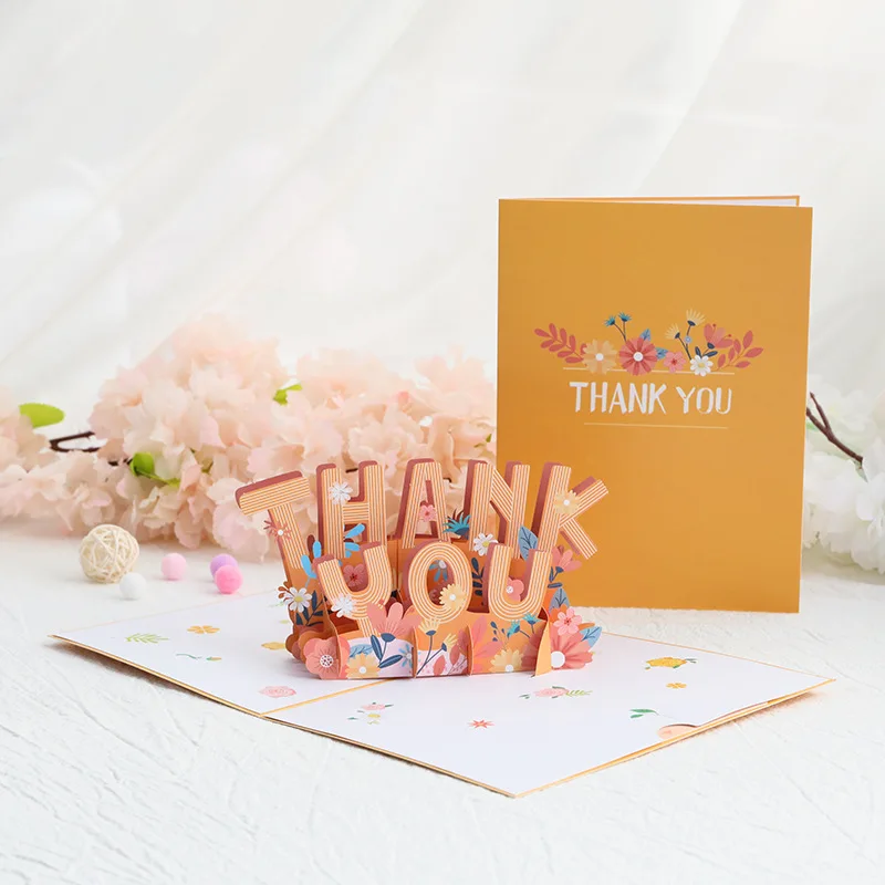 

3D Thank You Card Half Folding for Birthday Mother's Day Anniversary Present for Girl Friend Valentine's Day Gift Card