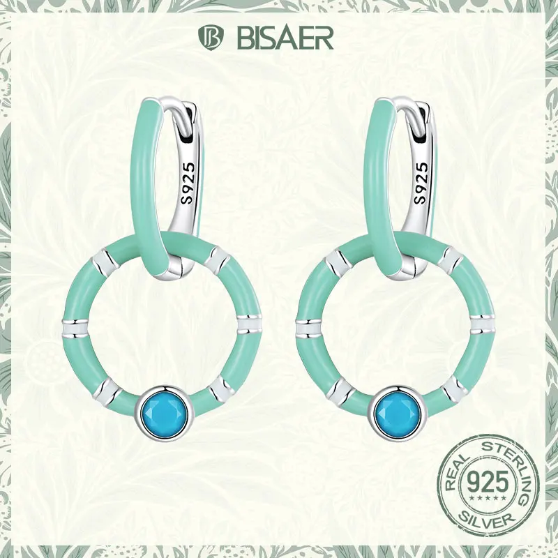 BISAER 925 Sterling Silve Ear Buckles Simple Turquoise Double Green Ring Round Earrings for Women Fine Jewelry Anniversary Gift
BISAER 925 Sterling Silve Ear Buckles Simple Turquoise Double Green Ring Round Earrings for Women Fine Jewelry Anniversary Gift