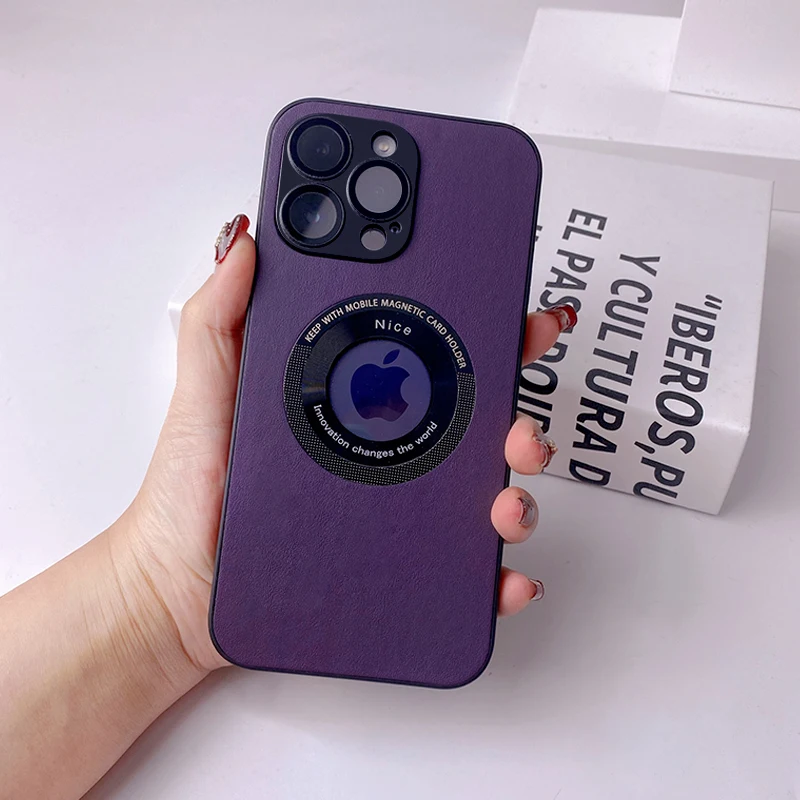 Luxury Leather Logo Hole For Magsafe Magnetic Case for iPhone 14Pro Max 13 12pro 13pro 14plus Glass Camera Film Protection Cover
Luxury Leather Logo Hole For Magsafe Magnetic Case for iPhone 14Pro Max 13 12pro 13pro 14plus Glass Camera Film Protection Cover