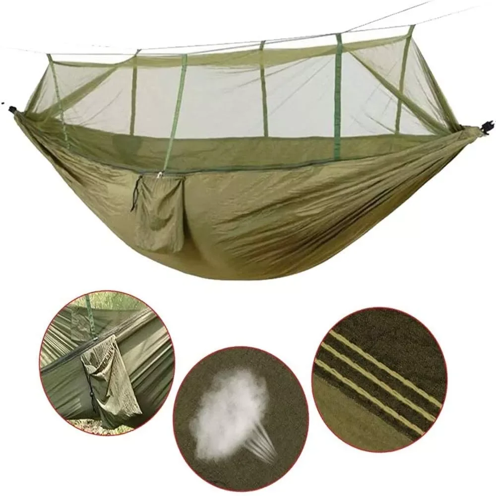 2023 1/2 Person Camping Hammock with Mosquito Net Portable Hanging Bed Strength Parachute Fabric Sleep Swing for Garden ,Travel
2023 1/2 Person Camping Hammock with Mosquito Net Portable Hanging Bed Strength Parachute Fabric Sleep Swing for Garden ,Travel