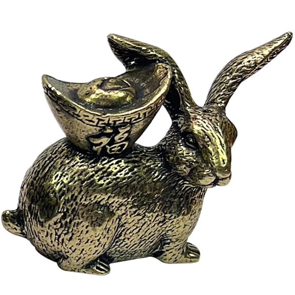 

Rabbit Statue Chinese Zodiac Shui Feng Figurine Animal Ingot Year Bunny Sculpture Brass Toy Ornament Figurines Dashboard New