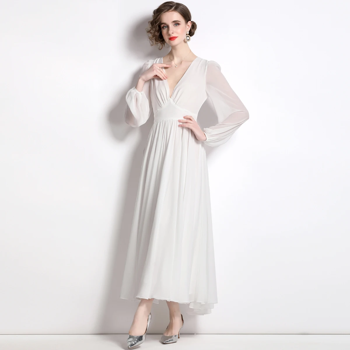 2023 White Chiffon Women Wedding Long Dress Summer Party Elegant Casual Fashion Beach Vestidos
2023 White Chiffon Women Wedding Long Dress Summer Party Elegant Casual Fashion Beach Vestidos