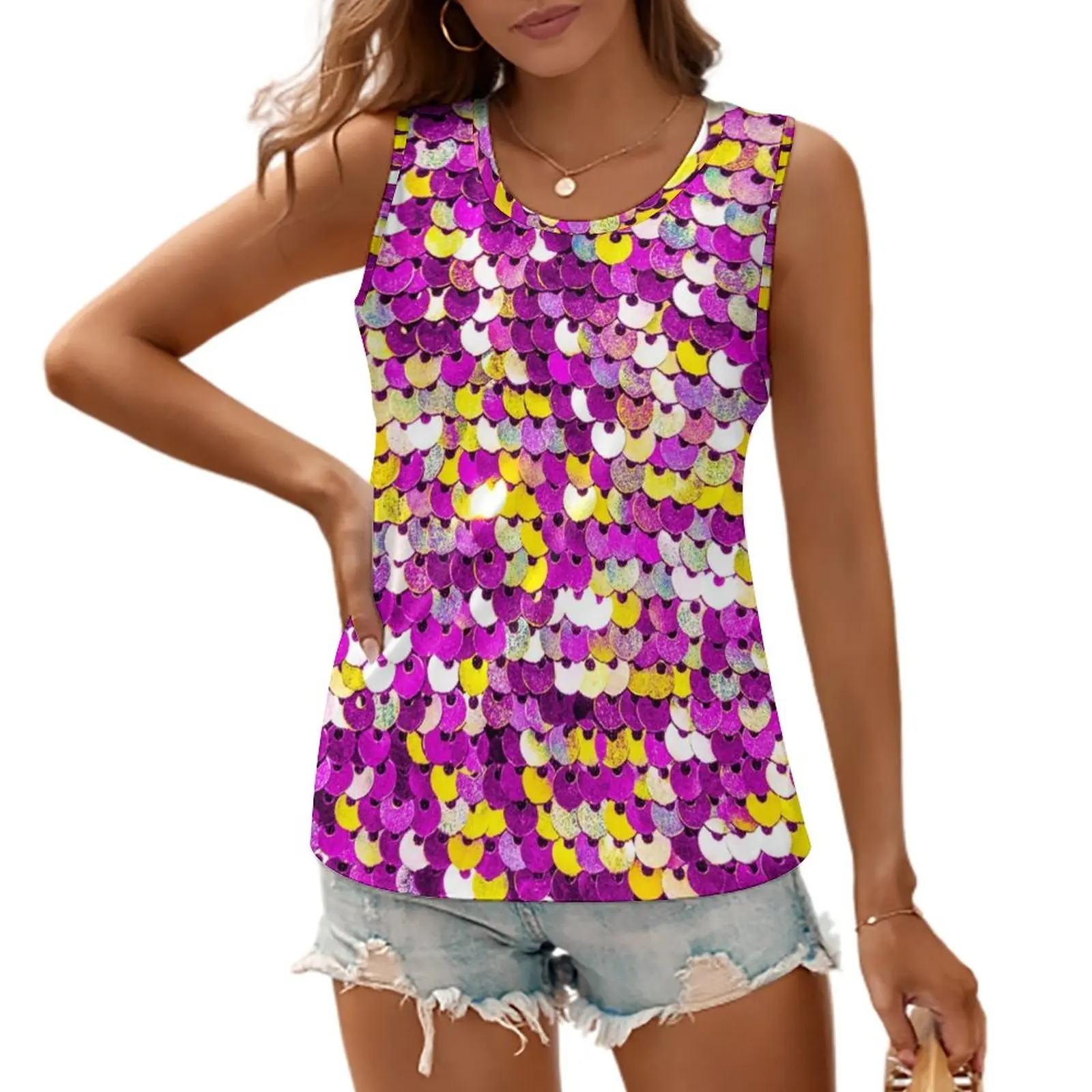 Colorful Sparkle Tank Top Funky Sequins Print Street Fashion Tank Tops Club Graphic Vest Woman Elastic Oversized Vests
Colorful Sparkle Tank Top Funky Sequins Print Street Fashion Tank Tops Club Graphic Vest Woman Elastic Oversized Vests