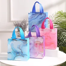 5/10/20pcs Marble pattern Wedding Birthday party Non-woven fabric Gift Bag Baking Cake clothes shopping Bag for packing orders