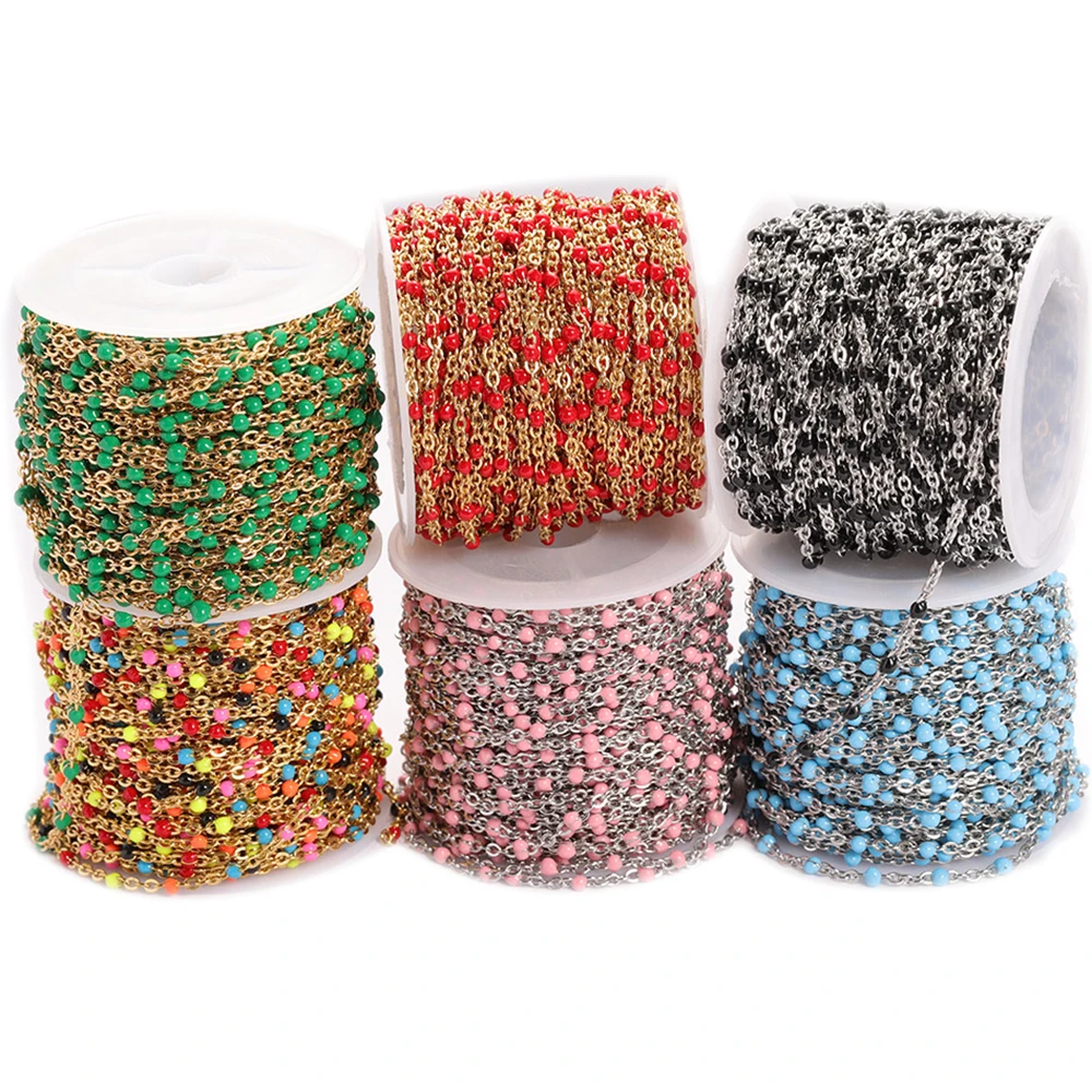 2Meters Stainless Steel Beaded Chain Enamel Beads Cable Link Chain for DIY Jewelry Making Necklace Bracelet Bulk Chain Supplies
2Meters Stainless Steel Beaded Chain Enamel Beads Cable Link Chain for DIY Jewelry Making Necklace Bracelet Bulk Chain Supplies